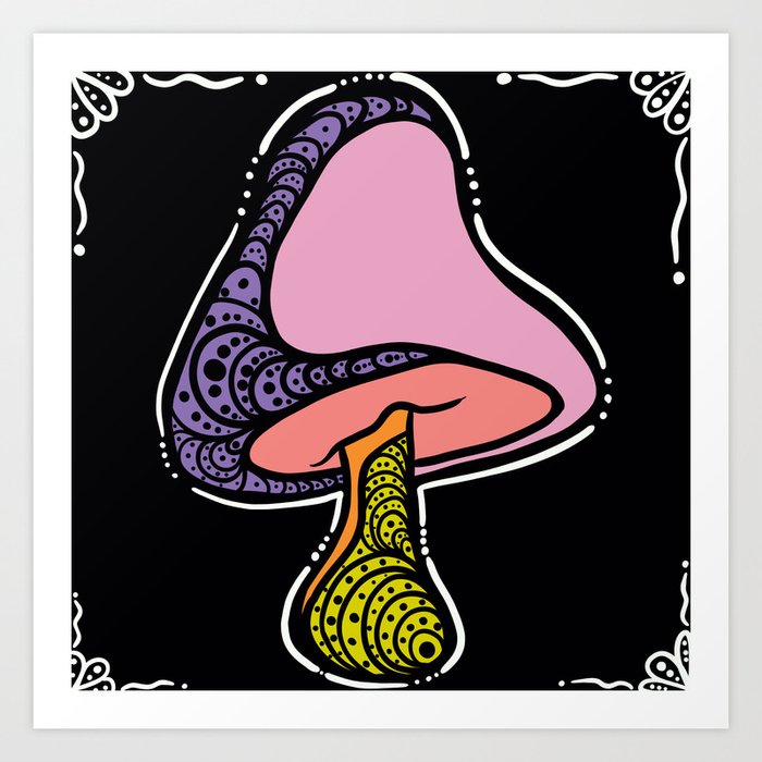 Colorful trippy mushroom design Art Print
