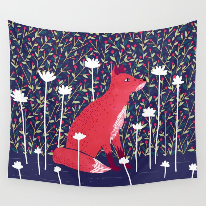 Fox in the Garden Wall Tapestry