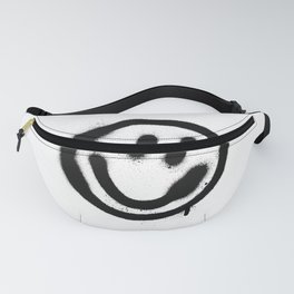 graffiti smiling face emoticon in black on white Fanny Pack