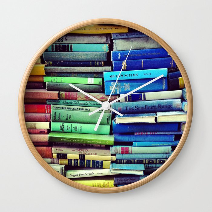 Rainbow Books Wall Clock