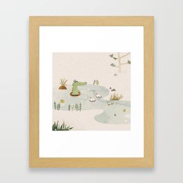 alligator the swimming instructor Framed Art Print