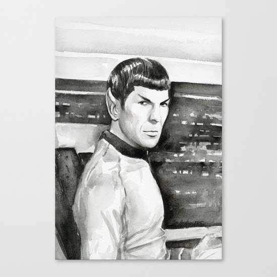 Spock Leonard Nimoy Portrait Sci-fi Geek Painting Canvas Print