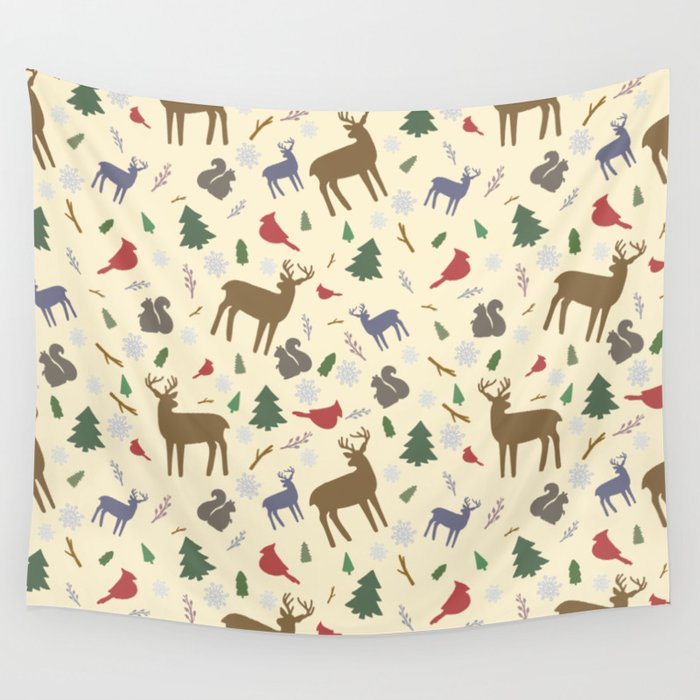 Winter Forest Animals Wall Tapestry
