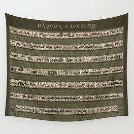 Bayeux Tapestry on Army Green - Full scenes & description Wall Tapestry