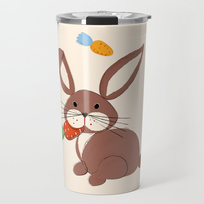 Cute Bunny and Carrots Travel Mug