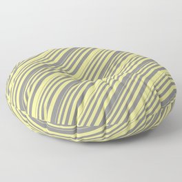 [ Thumbnail: Grey and Tan Colored Striped/Lined Pattern Floor Pillow ]
