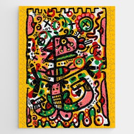 Abstract bird woman tribal childlike style / 04 Jigsaw Puzzle