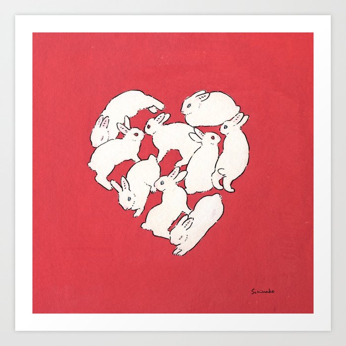 Bunny heart Art Print