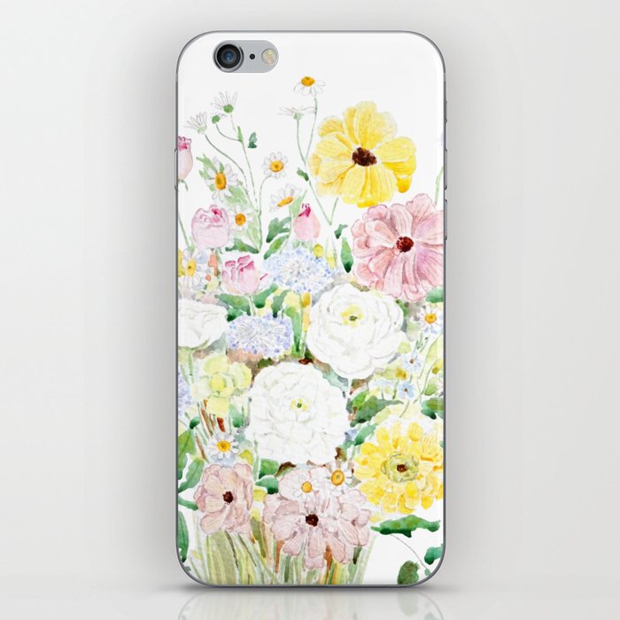 colorful wildflowers bouquet watercolor  iPhone Skin