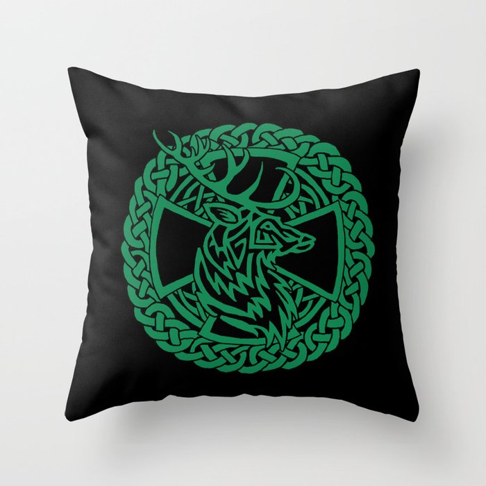 Celtic Nature Deer Throw Pillow