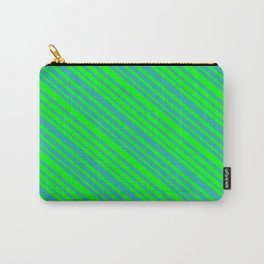 [ Thumbnail: Lime & Light Sea Green Colored Lined Pattern Carry-All Pouch ]
