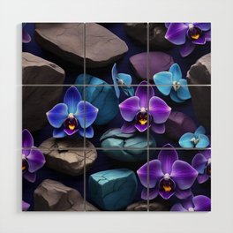 orchids and stones Wood Wall Art