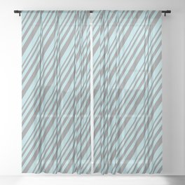 [ Thumbnail: Grey and Powder Blue Colored Lines/Stripes Pattern Sheer Curtain ]
