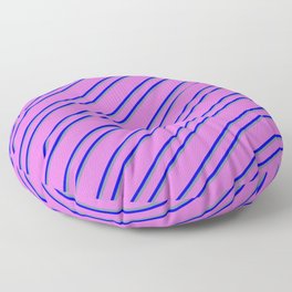 [ Thumbnail: Orchid, Blue & Light Slate Gray Colored Pattern of Stripes Floor Pillow ]