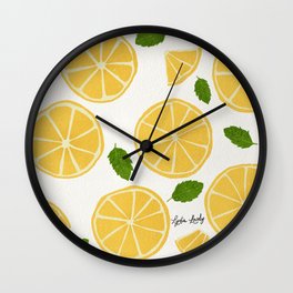 Yellow Lemons-white/ transparent background Wall Clock