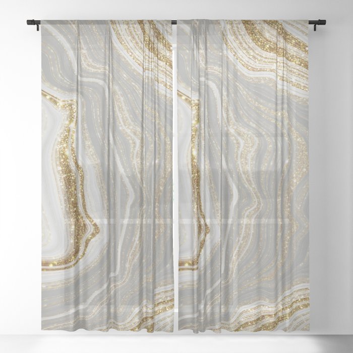 Natural Agate & Sparkling Gold Sheer Curtain