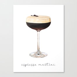 Espresso Martini Cocktail Painting | Watercolor Bar Art Canvas Print