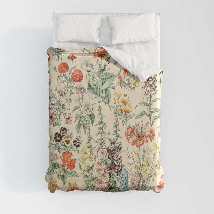 Wildflower Diagram // Fleurs II by Adolphe Millot XL 19th Century Science Textbook Artwork Duvet Cover