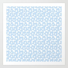 Mini Baby Blue Retro Flowers White Background #decor #society6 #buyart Art Print