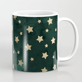 Modern gold christmas stars geometric pattern green watercolor Coffee Mug
