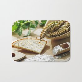 Fresh bread and wheat germ Bath Mat | Photo, Food, Illustration, Nature 