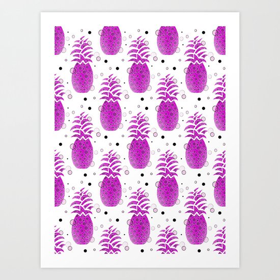 Purple Pineapple Pattern Art Print