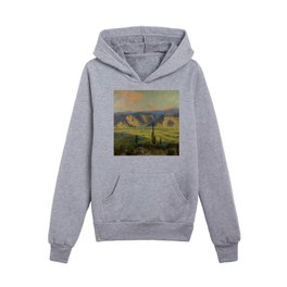 Salt River Valley, Arizona; Valley of the Sun; Gila and Maricopa counties Arizona landscape mountain painting by Frank MacKenzie Kids Pullover Hoodies