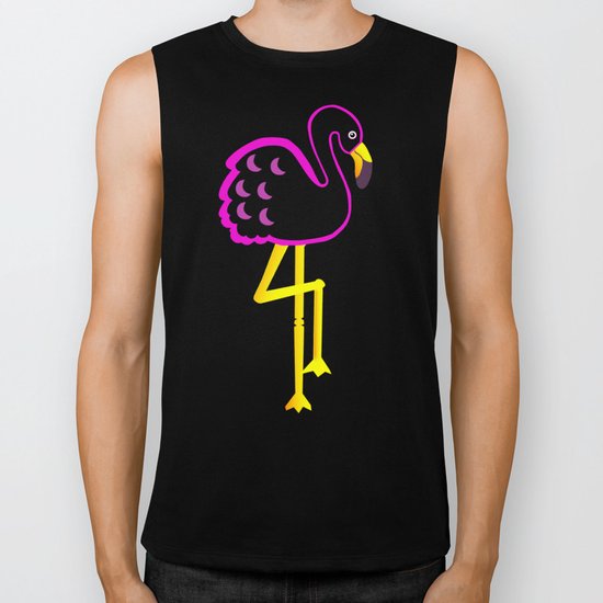 Flamingo at Night Biker Tank