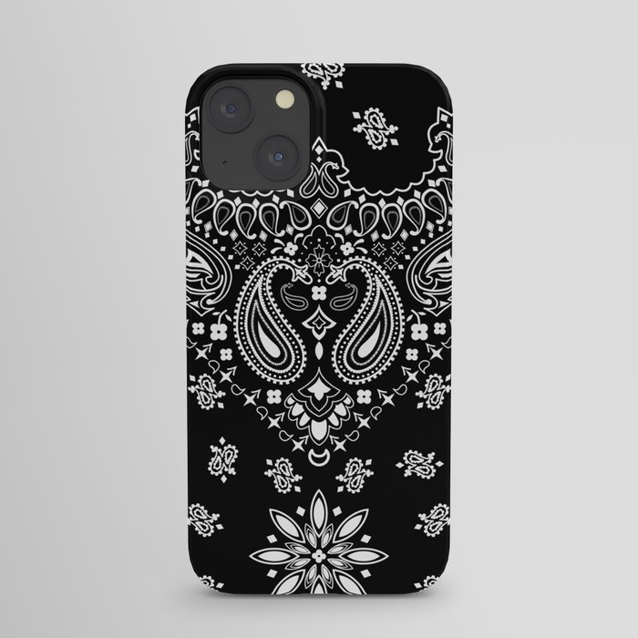 black and white bandana pattern iPhone Case