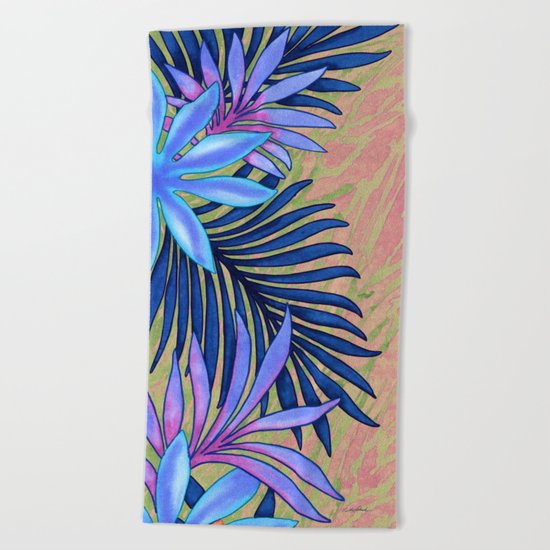 A Run Through the Jungle Blues Beach Towel