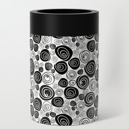 Simple black and white rose pattern Can Cooler