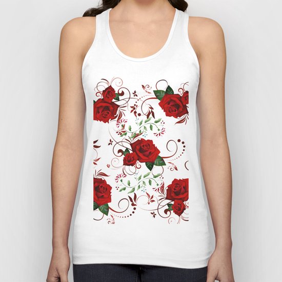 Enchanted Red Rose Abstract Unisex Tank Top