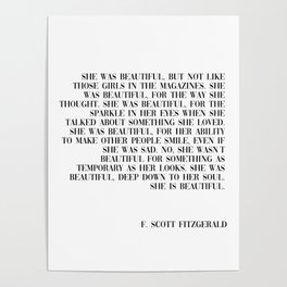 she was beautiful- Fitzgerald quote Poster