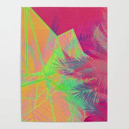 Pink Polygonal Palms Poster