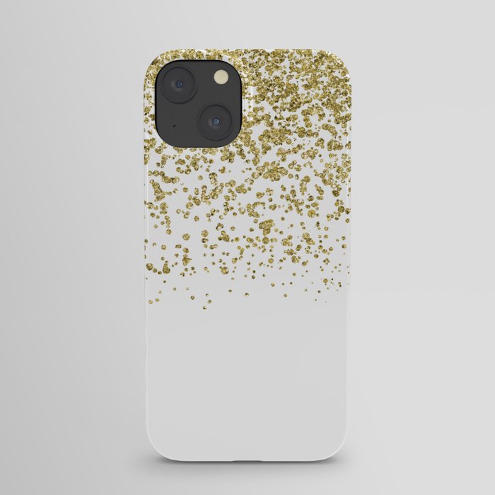 Sparkling gold glitter confetti on simple white background - Pattern iPhone Case