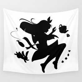 Alice in wonderland falling silhouette (black) Wall Tapestry