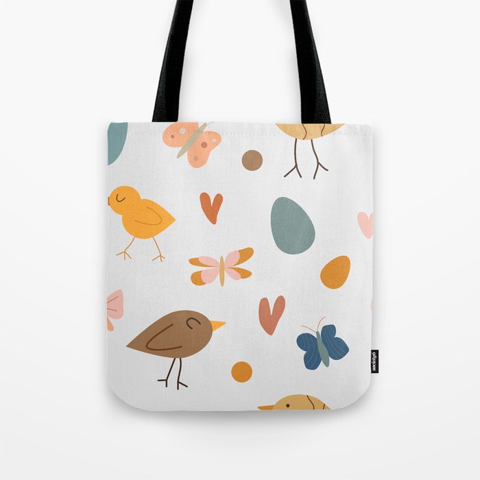 Boho easter seamless pattern. Animal and egg print Tote Bag