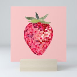 Disco Ball Strawberry Mini Art Print