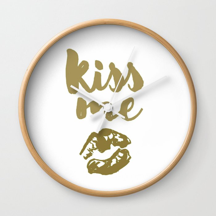 Kiss Me (white) Wall Clock