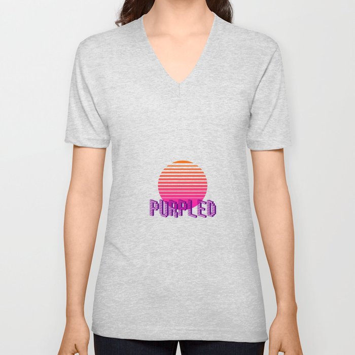 Purpled V Neck T Shirt