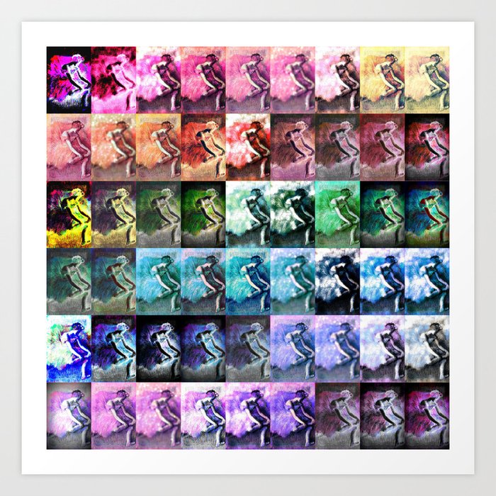 Degas The Dancer Colorful Rainbow Ballerina Collage Art Print