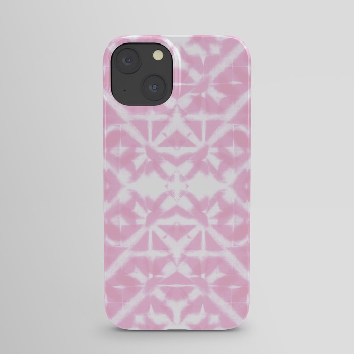 Pink and white diamond shibori tie-dye iPhone Case