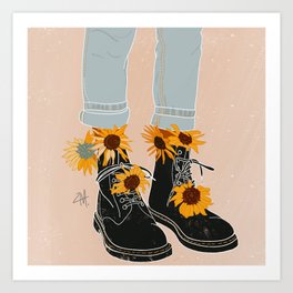 Flower Boots Art Print