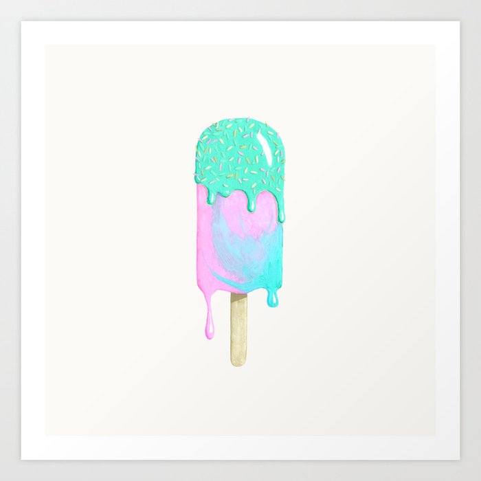 Melty Ice Cream Painting Art Print By Designdraft Society6