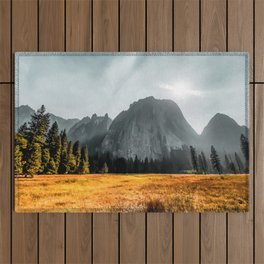 mountains with blue cloudy sky at Yosemite national park California USA Outdoor Rug