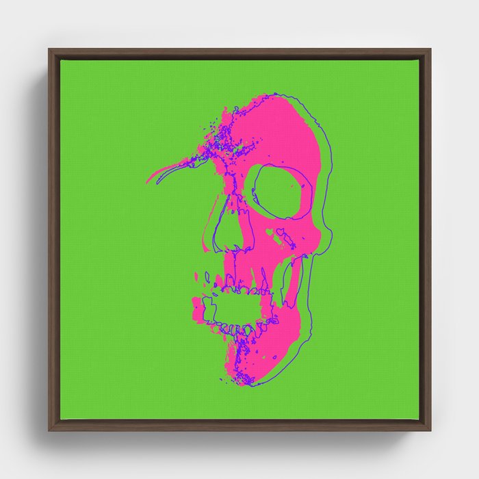 Skull - Pink Framed Canvas