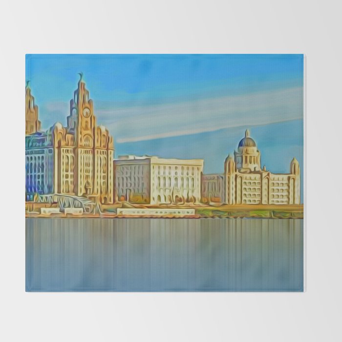 Water Front Liverpool Digital Art Throw Blanket By Johnwain