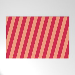 [ Thumbnail: Crimson and Light Salmon Colored Lines Pattern Welcome Mat ]