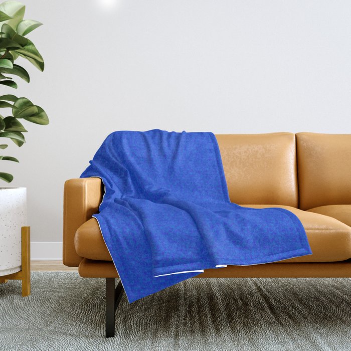 Rough Texture Plain Royal Blue Throw Blanket by The Black