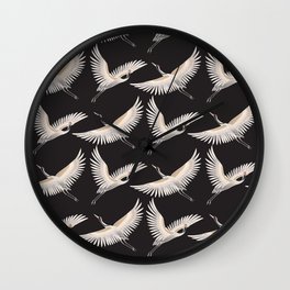 delicate japanese cranes pattern Wall Clock